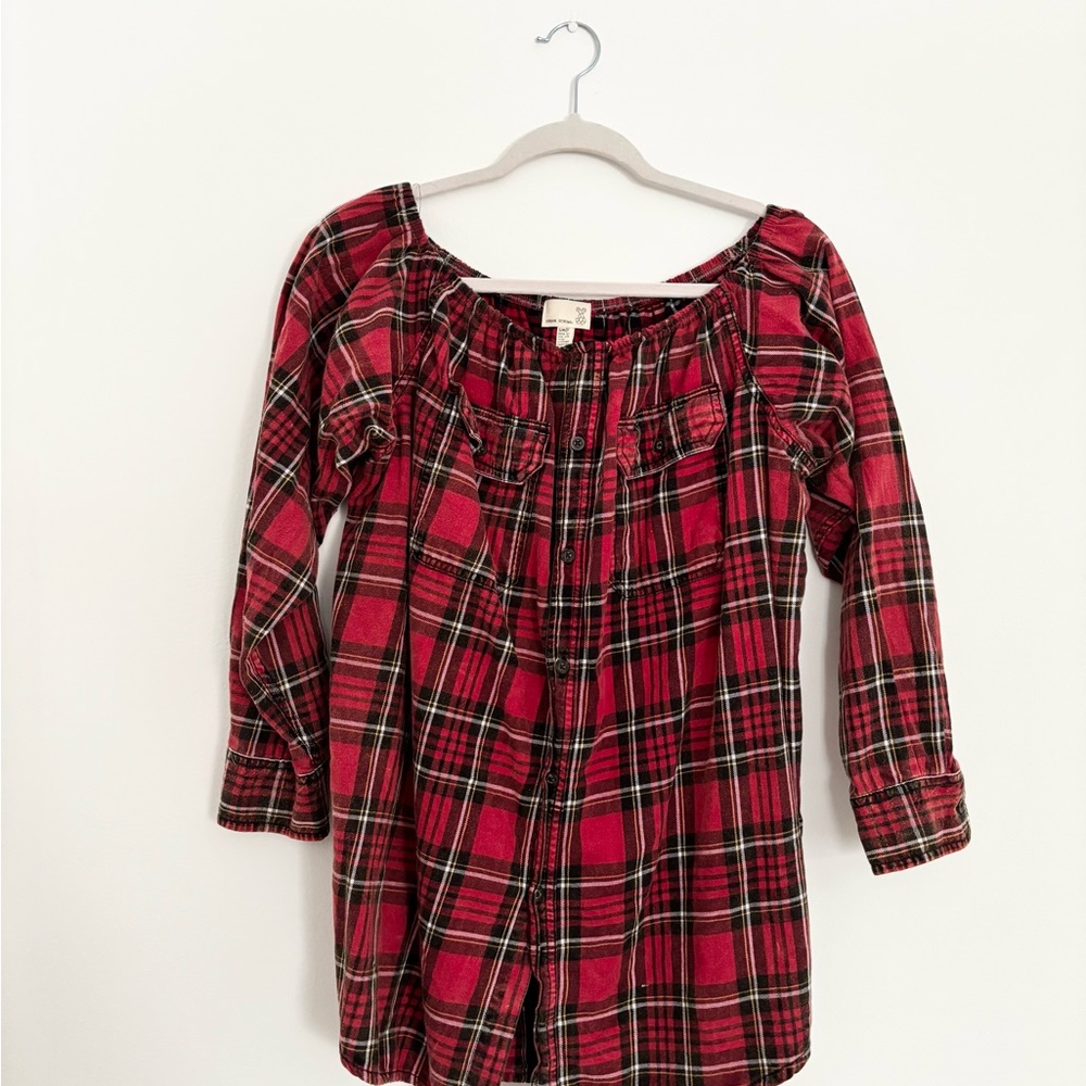 Urban Renewal Red and Black Plaid Top